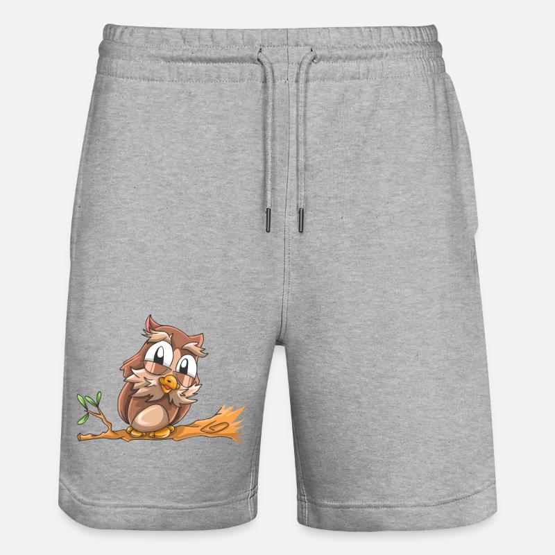 Lachende Eule - Stanley/Stella Unisex Bio Joggingshorts Trainer  - Grau meliert