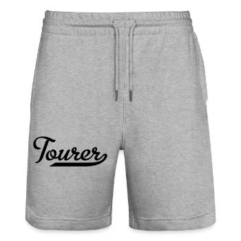 2541614 112658513 touriste - Short de jogging bio TRAINER Stanley/Stella unisexe - gris chiné - Devant - Nik (191cm) & Marisol (170cm)