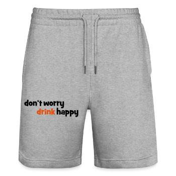 2541614 14566562 drink - Stanley/Stella Trainer Unisex Organic Jogging Shorts - heather grey - Front - Nik (191cm) & Marisol (170cm)