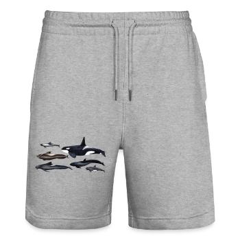 Blackfish - Orcas - Calderones - Pilot whales - Stanley/Stella Trainer Unisex Organic Jogging Shorts - heather grey - Front - Nik (191cm) & Marisol (170cm)