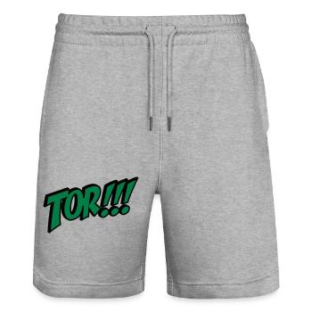 2541614 14950156 tor - Stanley/Stella Unisex Bio Joggingshorts Trainer  - Grau meliert - Vorne - Nik (191cm) & Marisol (170cm)