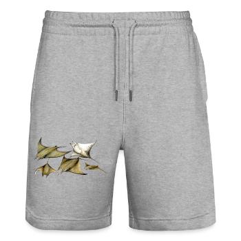 Manta ray Mobula tarapacana - Devil fish - Raie - Stanley/Stella Trainer Unisex Organic Jogging Shorts - heather grey - Front - Nik (191cm) & Marisol (170cm)