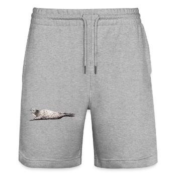 Phoca vitulina - Foca - Phoque - Seehund - Stanley/Stella Unisex Bio Joggingshorts Trainer  - Grau meliert - Vorne - Nik (191cm) & Marisol (170cm)