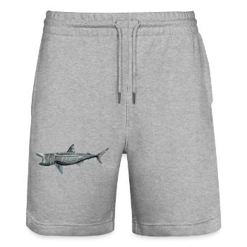 Pilgrim shark - Basking shark - Requin pelerin - Stanley/Stella Trainer Unisex Organic Jogging Shorts - heather grey - Front - Nik (191cm) & Marisol (170cm)