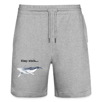 Good night whales - Sleep whale Zzz - baleine - Stanley/Stella Trainer Unisex Organic Jogging Shorts - heather grey - Front - Nik (191cm) & Marisol (170cm)