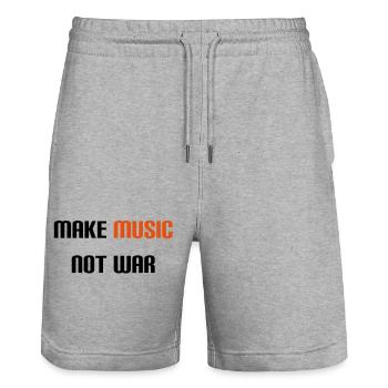 Make Music Not War (V) - Stanley/Stella Trainer Unisex Organic Jogging Shorts - heather grey - Front - Nik (191cm) & Marisol (170cm)