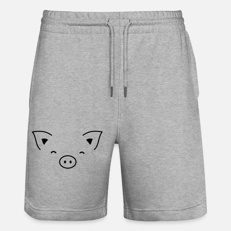 Pig piglet sow - Stanley/Stella Trainer Unisex Organic Jogging Shorts - heather grey