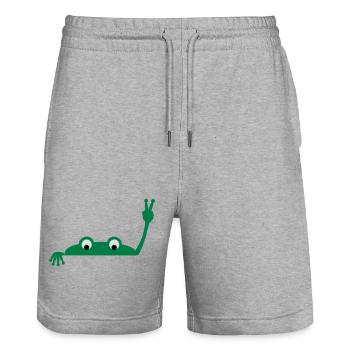 Frog face - Short de jogging bio TRAINER Stanley/Stella unisexe - gris chiné - Devant - Nik (191cm) & Marisol (170cm)