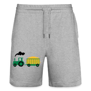traktor kind geschenk - Stanley/Stella Unisex Bio Joggingshorts Trainer  - Grau meliert - Vorne - Nik (191cm) & Marisol (170cm)