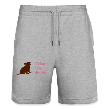 chien - Short de jogging bio TRAINER Stanley/Stella unisexe - gris chiné - Devant - Nik (191cm) & Marisol (170cm)