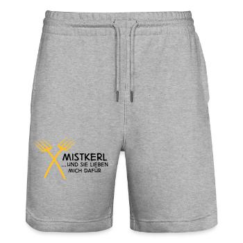 2541614 15142795 mistkerl - Stanley/Stella Trainer Unisex Organic Jogging Shorts - heather grey - Front - Nik (191cm) & Marisol (170cm)