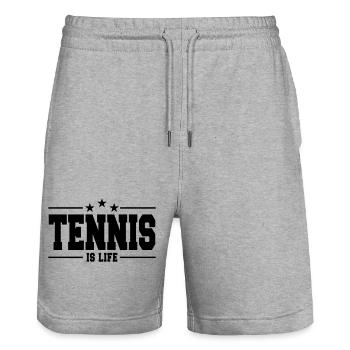le tennis c'est la vie 1 - Short de jogging bio TRAINER Stanley/Stella unisexe - gris chiné - Devant - Nik (191cm) & Marisol (170cm)
