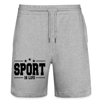 Le sport c'est la vie - Short de jogging bio TRAINER Stanley/Stella unisexe - gris chiné - Devant - Nik (191cm) & Marisol (170cm)
