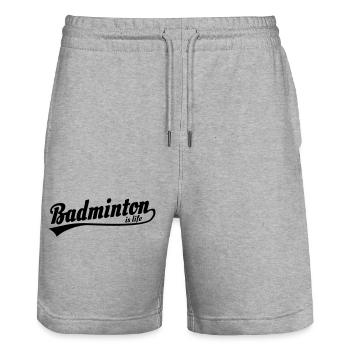 le badminton est la vie rétro - Short de jogging bio TRAINER Stanley/Stella unisexe - gris chiné - Devant - Nik (191cm) & Marisol (170cm)