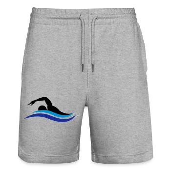 swimmer - Stanley/Stella Trainer Unisex Organic Jogging Shorts - heather grey - Front - Nik (191cm) & Marisol (170cm)