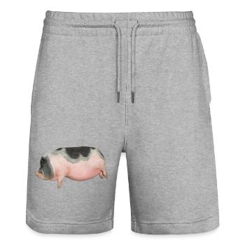 cochon - Short de jogging bio TRAINER Stanley/Stella unisexe - gris chiné - Devant - Nik (191cm) & Marisol (170cm)
