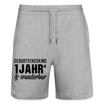 Geburtstagskind 1 wunderbar - Stanley/Stella Unisex Bio Joggingshorts Trainer  - Grau meliert - Vorne - Nik (191cm) & Marisol (170cm)