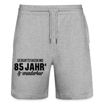 Geburtstagskind 85 wunderbar - Stanley/Stella Unisex Bio Joggingshorts Trainer  - Grau meliert - Vorne - Nik (191cm) & Marisol (170cm)