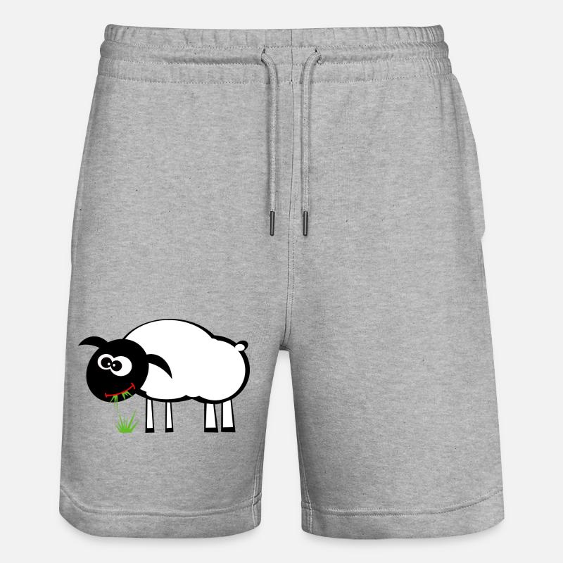 Mouton de dessin animé avec mangeur d’herbe - Short de jogging bio TRAINER Stanley/Stella unisexe - gris chiné