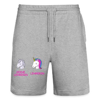 Unicorn Kontrast Lehrerin - Stanley/Stella Unisex Bio Joggingshorts Trainer  - Grau meliert - Vorne - Nik (191cm) & Marisol (170cm)