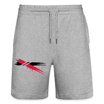 two color stripes with horizontal stripes - Stanley/Stella Trainer Unisex Organic Jogging Shorts - heather grey - Front - Nik (191cm) & Marisol (170cm)