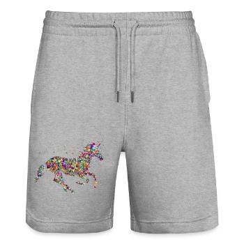 Einhorn - Stanley/Stella Unisex Bio Joggingshorts Trainer  - Grau meliert - Vorne - Nik (191cm) & Marisol (170cm)