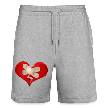 Heilender Herzverband - Stanley/Stella Unisex Bio Joggingshorts Trainer  - Grau meliert - Vorne - Nik (191cm) & Marisol (170cm)
