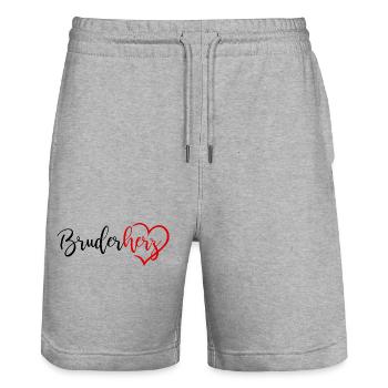 Bruderherz - Stanley/Stella Unisex Bio Joggingshorts Trainer  - Grau meliert - Vorne - Nik (191cm) & Marisol (170cm)