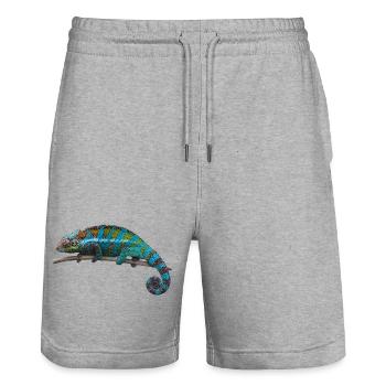 Caméléon - Short de jogging bio TRAINER Stanley/Stella unisexe - gris chiné - Devant - Nik (191cm) & Marisol (170cm)