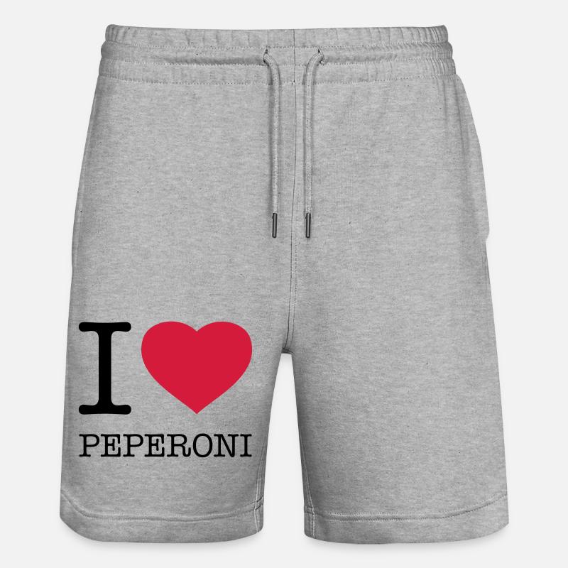 I LOVE PEPERONI - Short de jogging bio TRAINER Stanley/Stella unisexe - gris chiné