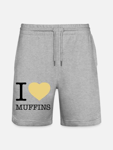 I LOVE MUFFINS - Stanley/Stella Trainer Unisex Organic Jogging Shorts - heather grey