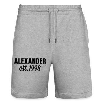 Alexander est 1998 - Stanley/Stella Unisex Bio Joggingshorts Trainer  - Grau meliert - Vorne - Nik (191cm) & Marisol (170cm)
