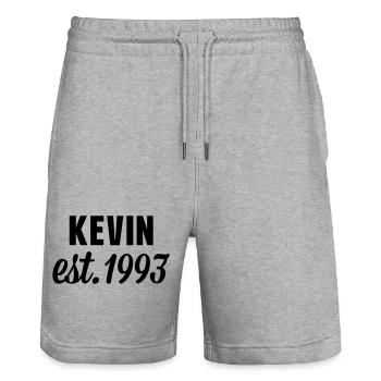 Kevin est 1993 - Stanley/Stella Unisex Bio Joggingshorts Trainer  - Grau meliert - Vorne - Nik (191cm) & Marisol (170cm)