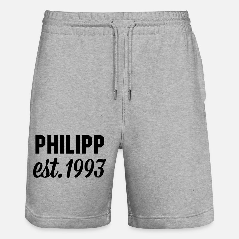 Philipp est 1993 - Stanley/Stella Unisex Bio Joggingshorts Trainer  - Grau meliert