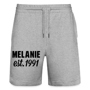 Melanie est 1991 - Stanley/Stella Unisex Bio Joggingshorts Trainer  - Grau meliert - Vorne - Nik (191cm) & Marisol (170cm)