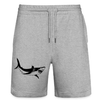 shark - Stanley/Stella Trainer Unisex Organic Jogging Shorts - heather grey - Front - Nik (191cm) & Marisol (170cm)
