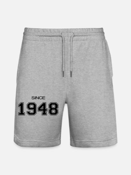 Birthday gift 1948 - Stanley/Stella Trainer Unisex Organic Jogging Shorts - heather grey