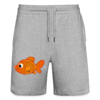 poissons d'orange - Short de jogging bio TRAINER Stanley/Stella unisexe - gris chiné - Devant - Nik (191cm) & Marisol (170cm)