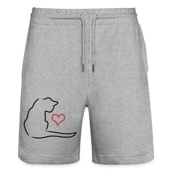 Chat - Short de jogging bio TRAINER Stanley/Stella unisexe - gris chiné - Devant - Nik (191cm) & Marisol (170cm)