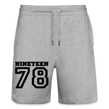 1978 - Stanley/Stella Trainer Unisex Organic Jogging Shorts - heather grey - Front - Nik (191cm) & Marisol (170cm)