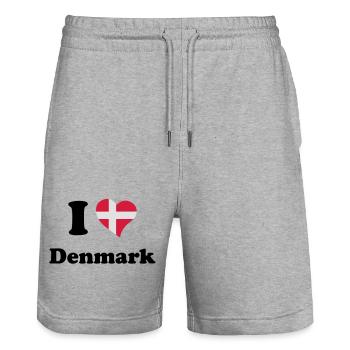 I love Denmark - Stanley/Stella Trainer Unisex Organic Jogging Shorts - heather grey - Front - Nik (191cm) & Marisol (170cm)