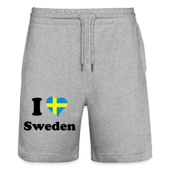 I love Sweden - Stanley/Stella Trainer Unisex Organic Jogging Shorts - heather grey - Front - Nik (191cm) & Marisol (170cm)