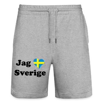 I love Sweden - Stanley/Stella Trainer Unisex Organic Jogging Shorts - heather grey - Front - Nik (191cm) & Marisol (170cm)