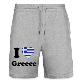 I love Greece - Stanley/Stella Trainer Unisex Organic Jogging Shorts - heather grey - Front - Nik (191cm) & Marisol (170cm)