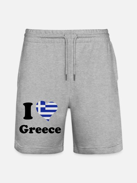 I love Greece - Stanley/Stella Trainer Unisex Organic Jogging Shorts - heather grey