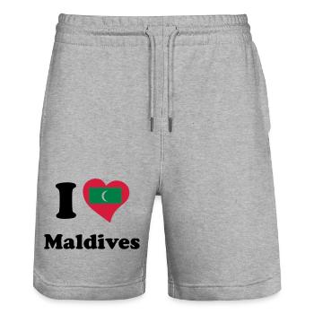 I love Maldives - Ich liebe Malediven - Stanley/Stella Unisex Bio Joggingshorts Trainer  - Grau meliert - Vorne - Nik (191cm) & Marisol (170cm)