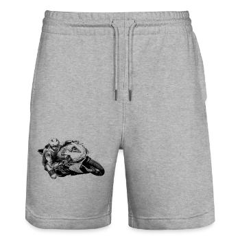Motorcycle - Stanley/Stella Trainer Unisex Organic Jogging Shorts - heather grey - Front - Nik (191cm) & Marisol (170cm)