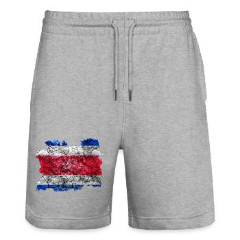 Costa Rica Vintage Flagge - Stanley/Stella Unisex Bio Joggingshorts Trainer  - Grau meliert - Vorne - Nik (191cm) & Marisol (170cm)
