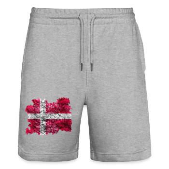 Denmark vintage flag - Stanley/Stella Trainer Unisex Organic Jogging Shorts - heather grey - Front - Nik (191cm) & Marisol (170cm)