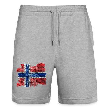 Norway vintage flag - Stanley/Stella Trainer Unisex Organic Jogging Shorts - heather grey - Front - Nik (191cm) & Marisol (170cm)